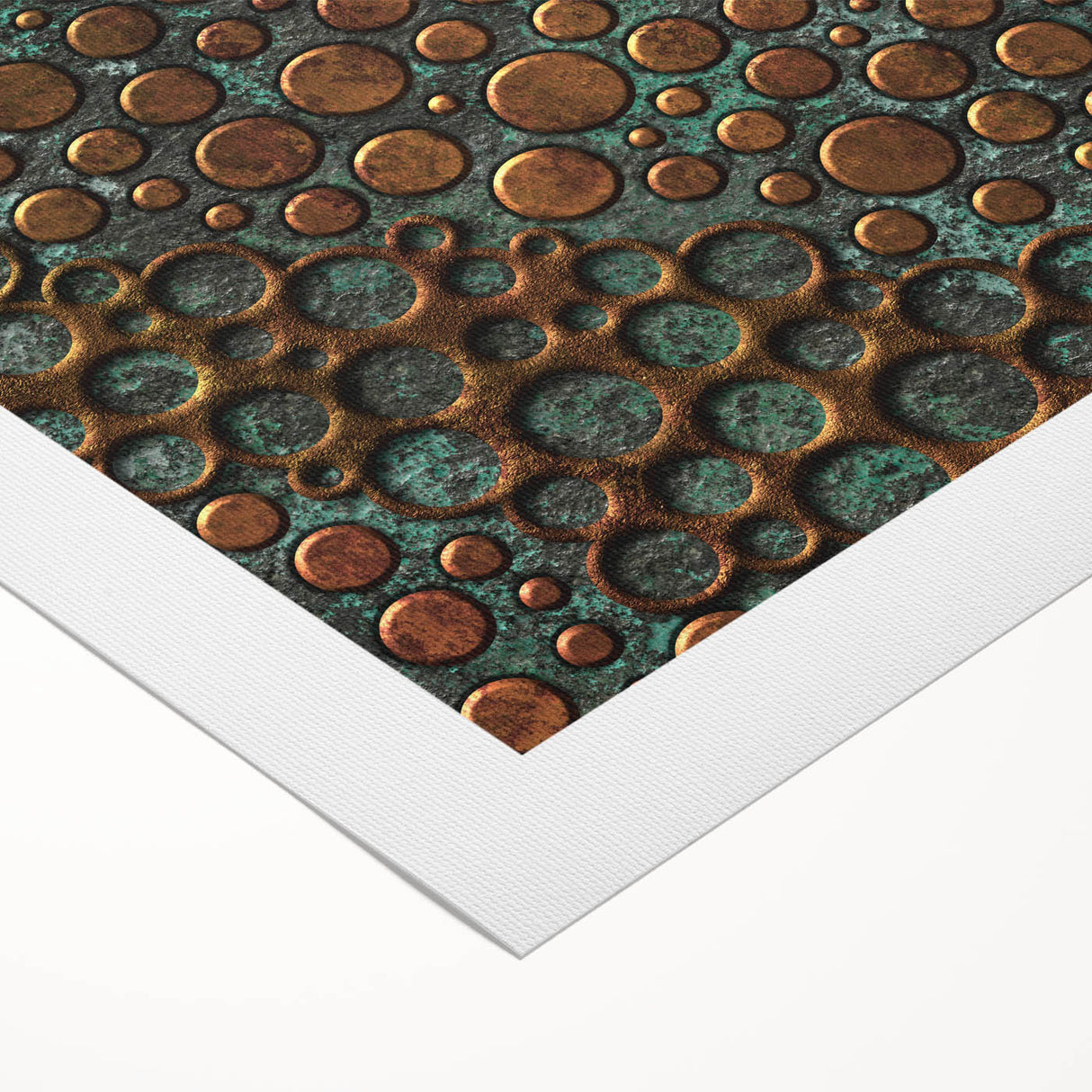 Textured Acrylic Wall Art – Industrial Circles in Bronze and Teal