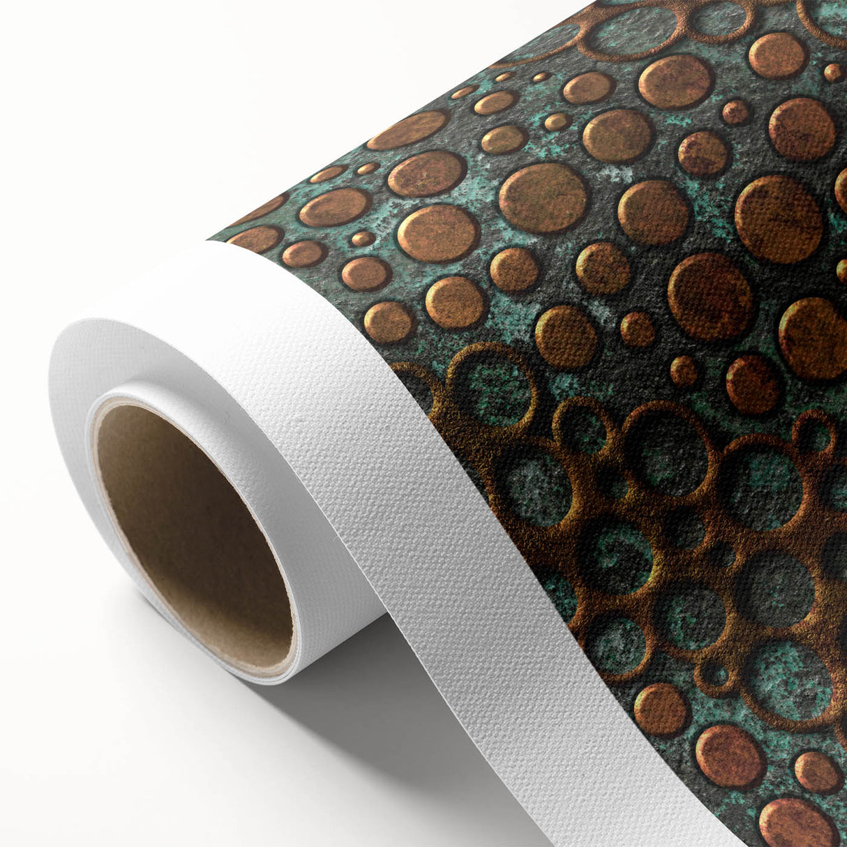 Textured Acrylic Wall Art – Industrial Circles in Bronze and Teal