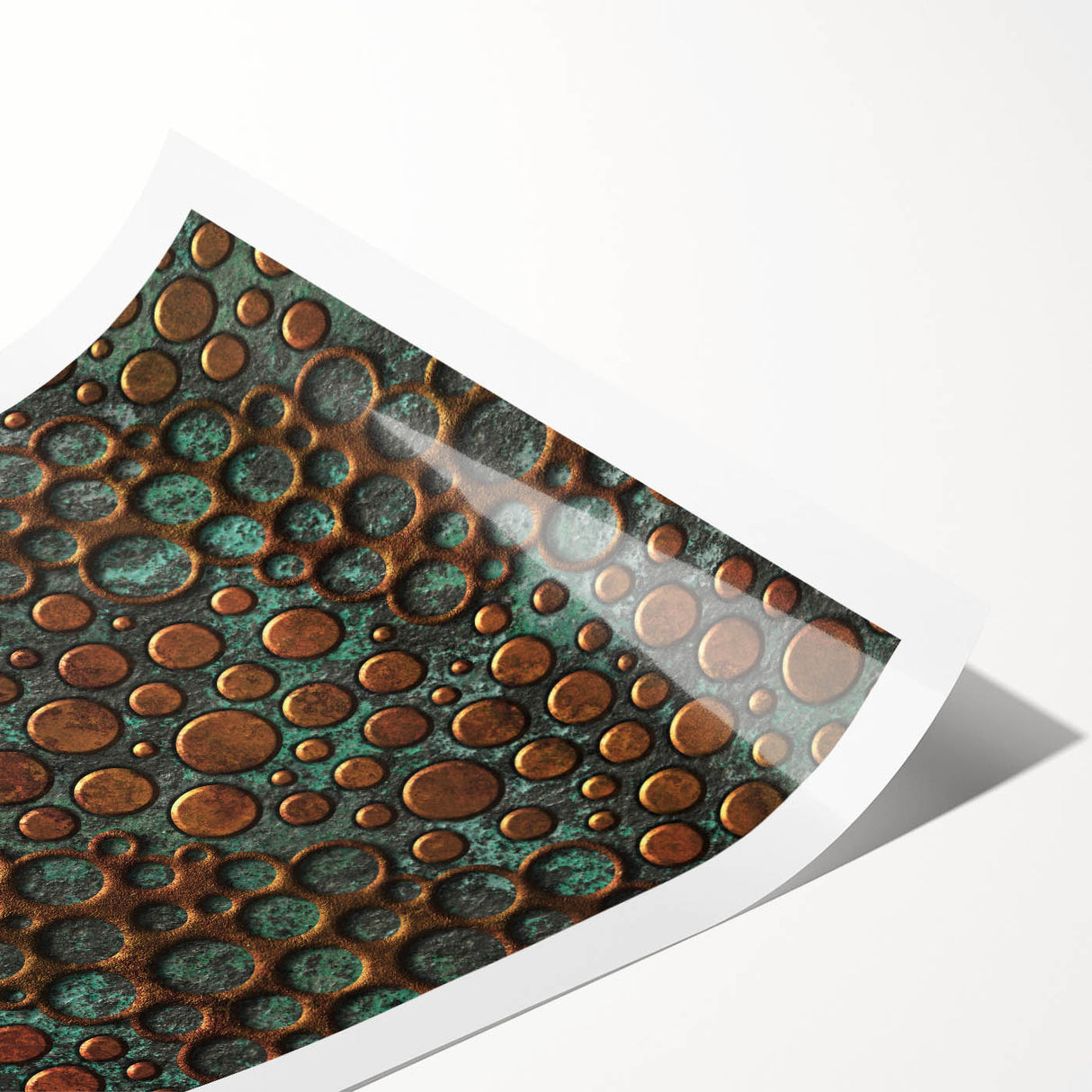Textured Acrylic Wall Art – Industrial Circles in Bronze and Teal
