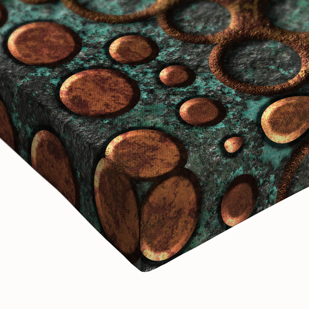 Textured Acrylic Wall Art – Industrial Circles in Bronze and Teal