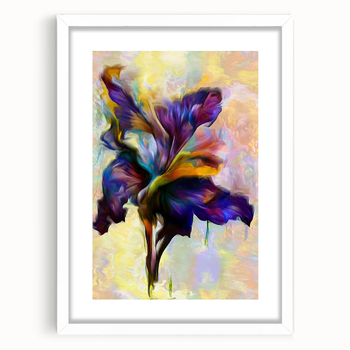 Modern Fluid Art Prints - Fluid Abstract Wall Art in Purple & Gold