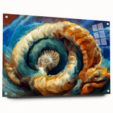 Modern Fluid Art Prints in Blue and Orange - Fluid Abstract Wall Art