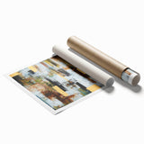 Rustic Moody Modern Wall Art - Abstract Brown, Gold & White Print