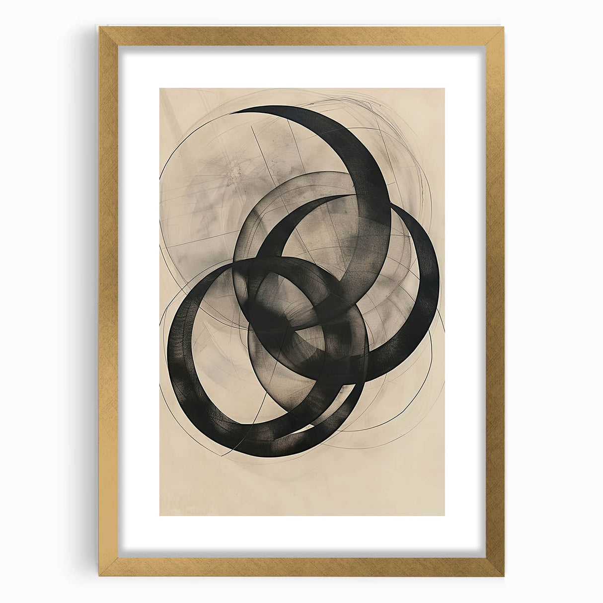 Abstract Geometric Framed Art – Minimalist Wall Art in Black & Gray