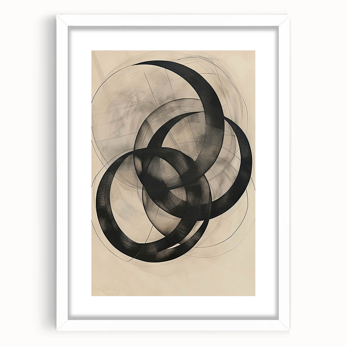 Abstract Geometric Framed Art – Minimalist Wall Art in Black & Gray