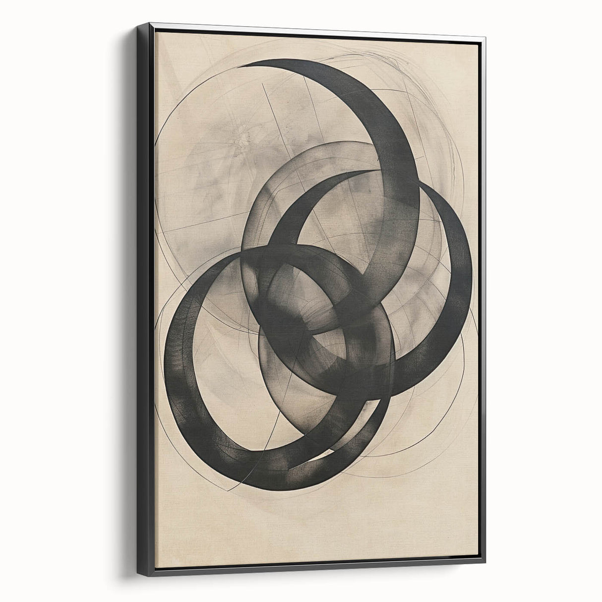 Abstract Geometric Framed Art – Minimalist Wall Art in Black & Gray