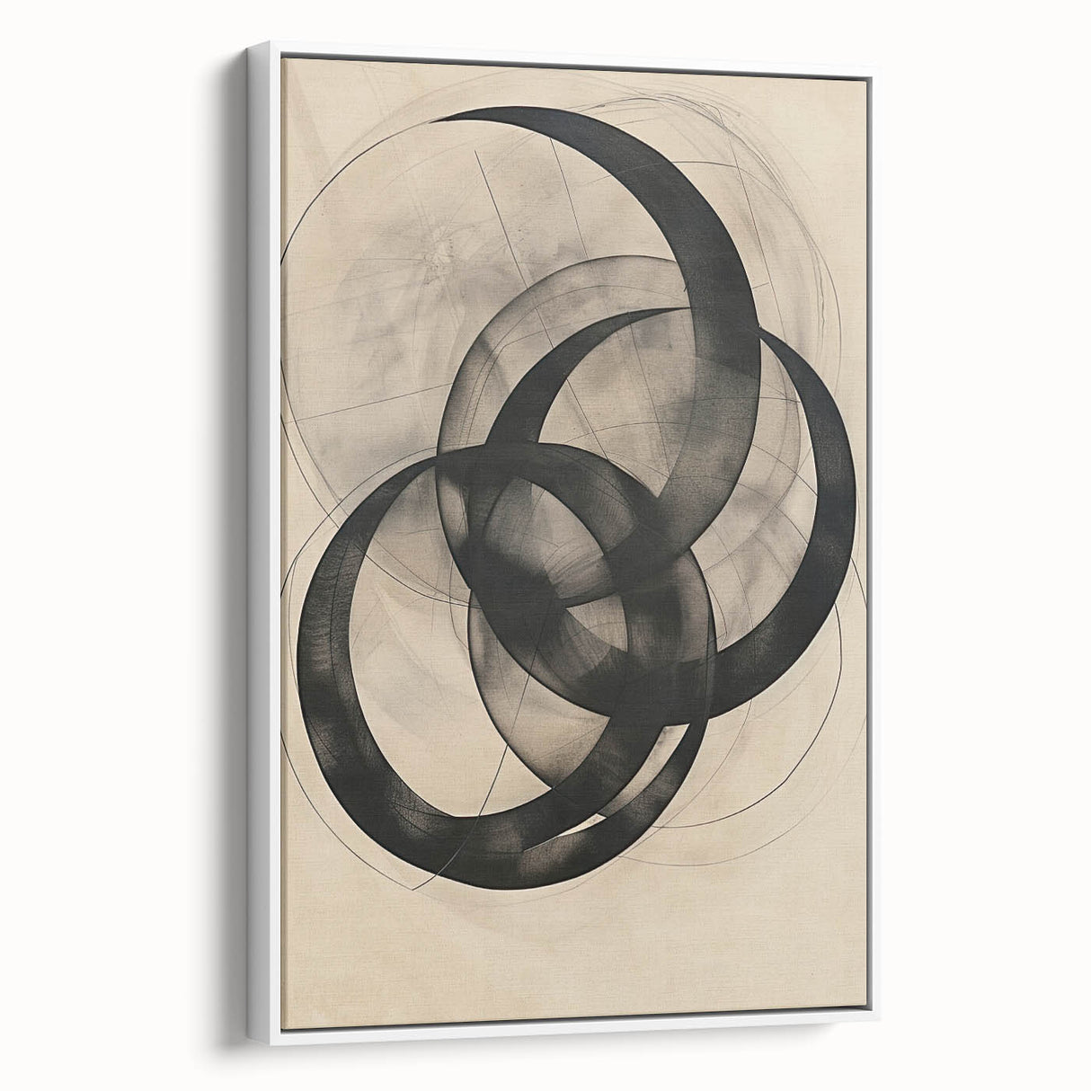 Abstract Geometric Framed Art – Minimalist Wall Art in Black & Gray