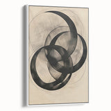 Abstract Geometric Framed Art – Minimalist Wall Art in Black & Gray