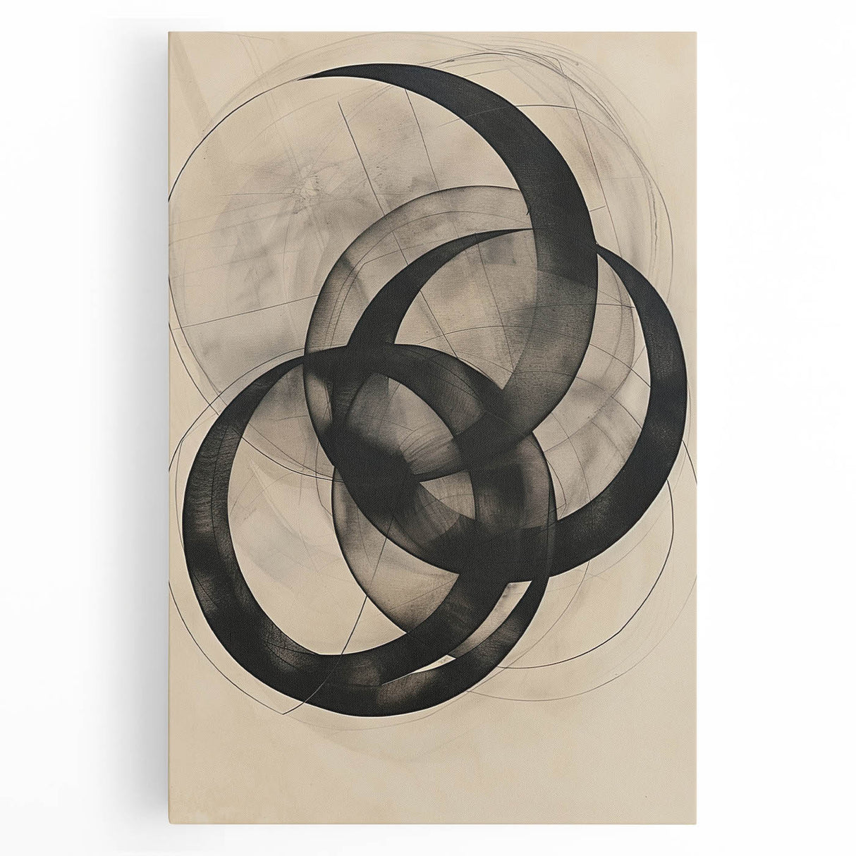 Abstract Geometric Framed Art – Minimalist Wall Art in Black & Gray