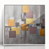 Geometric Moody Modern Wall Art - Abstract Gray, Gold & Orange Print