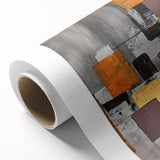 Geometric Moody Modern Wall Art - Abstract Gray, Gold & Orange Print