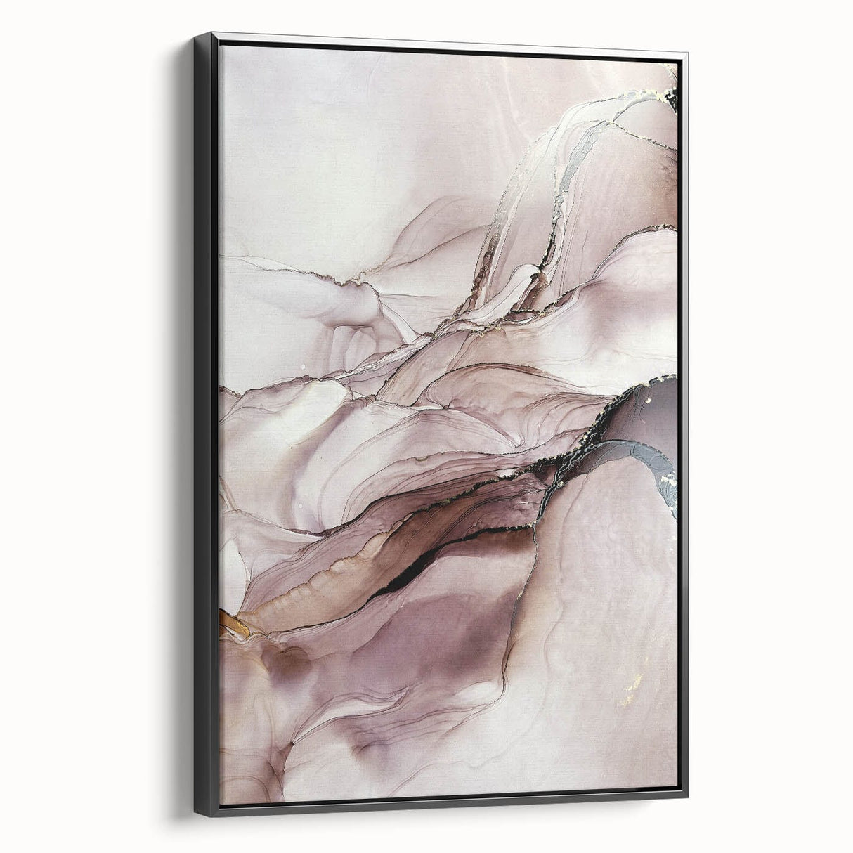 Fluid Acrylic Wall Decor in Beige and Plum - Abstract Fluid Canvas Art