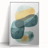 Contemporary Minimalist Wall Art – Teal & Mustard Abstract Print
