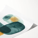 Contemporary Minimalist Wall Art – Teal & Mustard Abstract Print