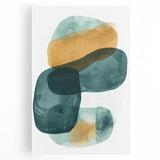Contemporary Minimalist Wall Art – Teal & Mustard Abstract Print