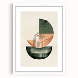 Geometric Art Prints for Home Decor – Forest Green & Peach Abstract