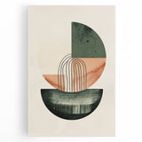 Geometric Art Prints for Home Decor – Forest Green & Peach Abstract