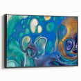 Fluid Art Paintings for Walls – Blue & Gold Ocean Swirls