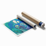 Fluid Art Paintings for Walls – Blue & Gold Ocean Swirls