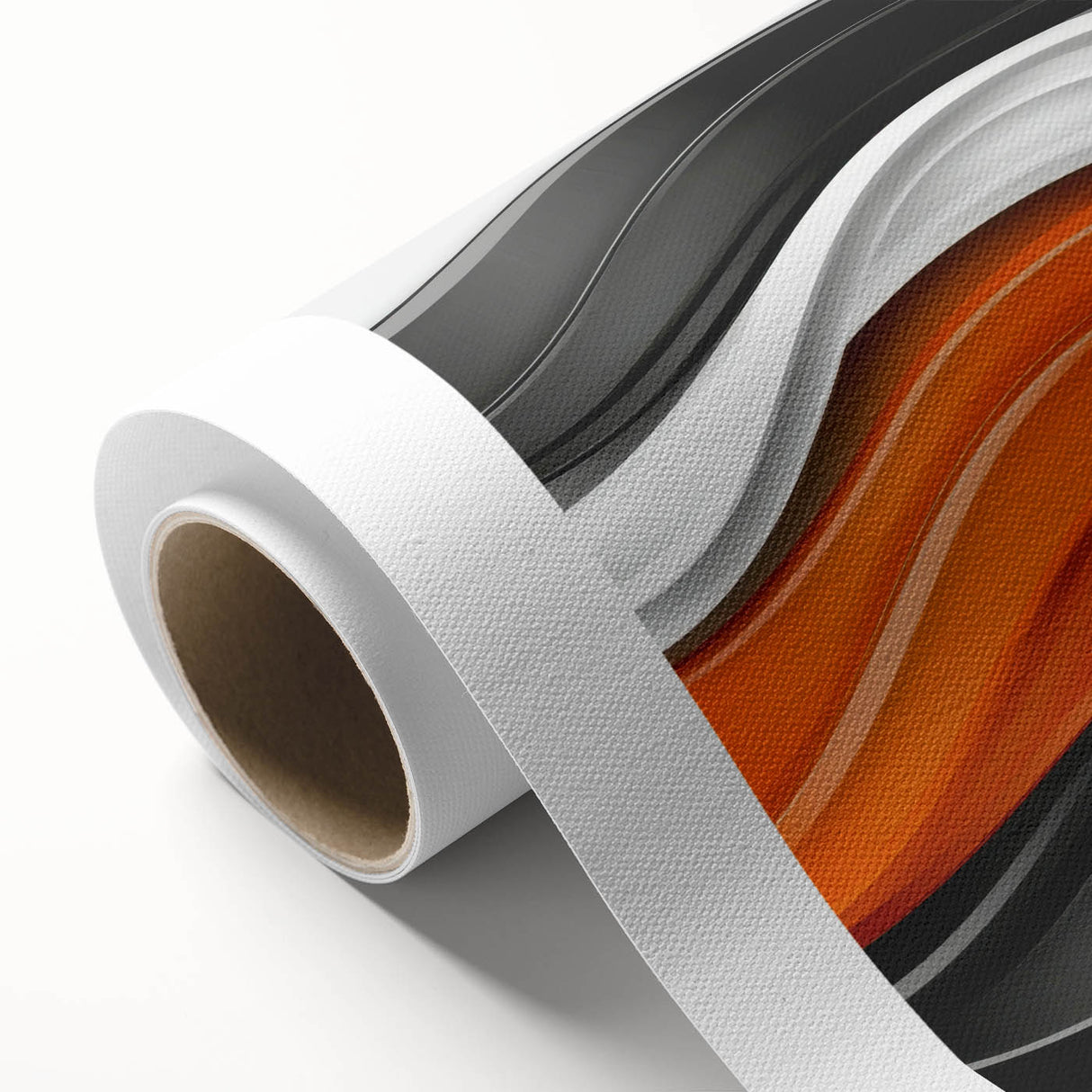 Contemporary Abstract Art Pieces – Orange, Black & White Waves