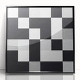 Modern Geometric Abstract Wall Art - Black and White Checkered Print