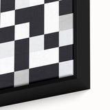 Modern Geometric Abstract Wall Art - Black and White Checkered Print