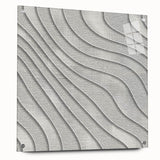Contemporary Framed Abstract Art – Textured Wave Pattern in Silver