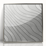 Contemporary Framed Abstract Art – Textured Wave Pattern in Silver