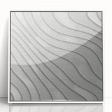 Contemporary Framed Abstract Art – Textured Wave Pattern in Silver