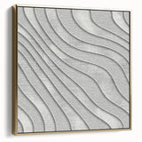 Contemporary Framed Abstract Art – Textured Wave Pattern in Silver