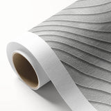 Contemporary Framed Abstract Art – Textured Wave Pattern in Silver