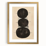 Abstract Geometric Framed Art – Minimalist Black Circles on Beige