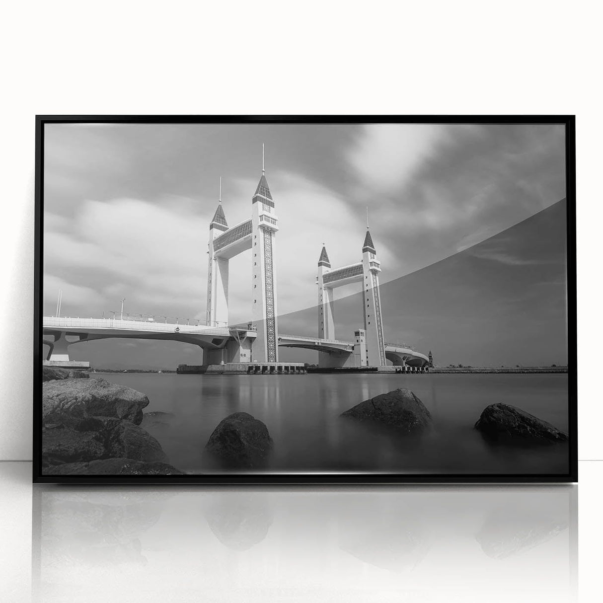 Modern urban landscape art – Striking architectural bridge print