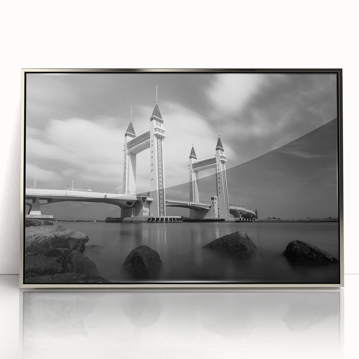 Modern urban landscape art – Striking architectural bridge print