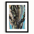 Large Abstract Wall Art – Moody Fluid Painting with Gold Accents