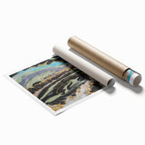 Large Abstract Wall Art – Moody Fluid Painting with Gold Accents