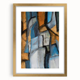 Abstract Wall Art – Moody Geometric Painting in Blue and Earthy Tones