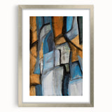 Abstract Wall Art – Moody Geometric Painting in Blue and Earthy Tones