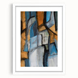 Abstract Wall Art – Moody Geometric Painting in Blue and Earthy Tones