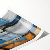 Abstract Wall Art – Moody Geometric Painting in Blue and Earthy Tones