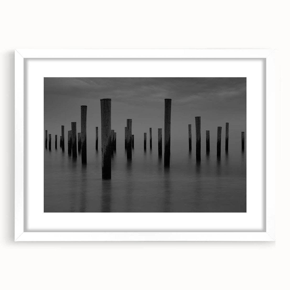 Modern Art Prints – Moody Black & White Minimalist Seascape