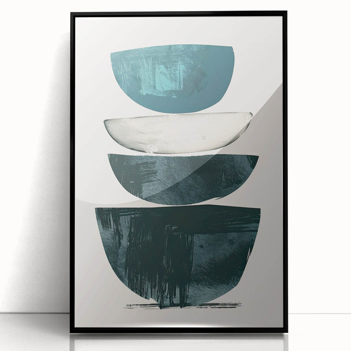 Modern Geometric Wall Decor – Minimalist Abstract Teal & Black Print