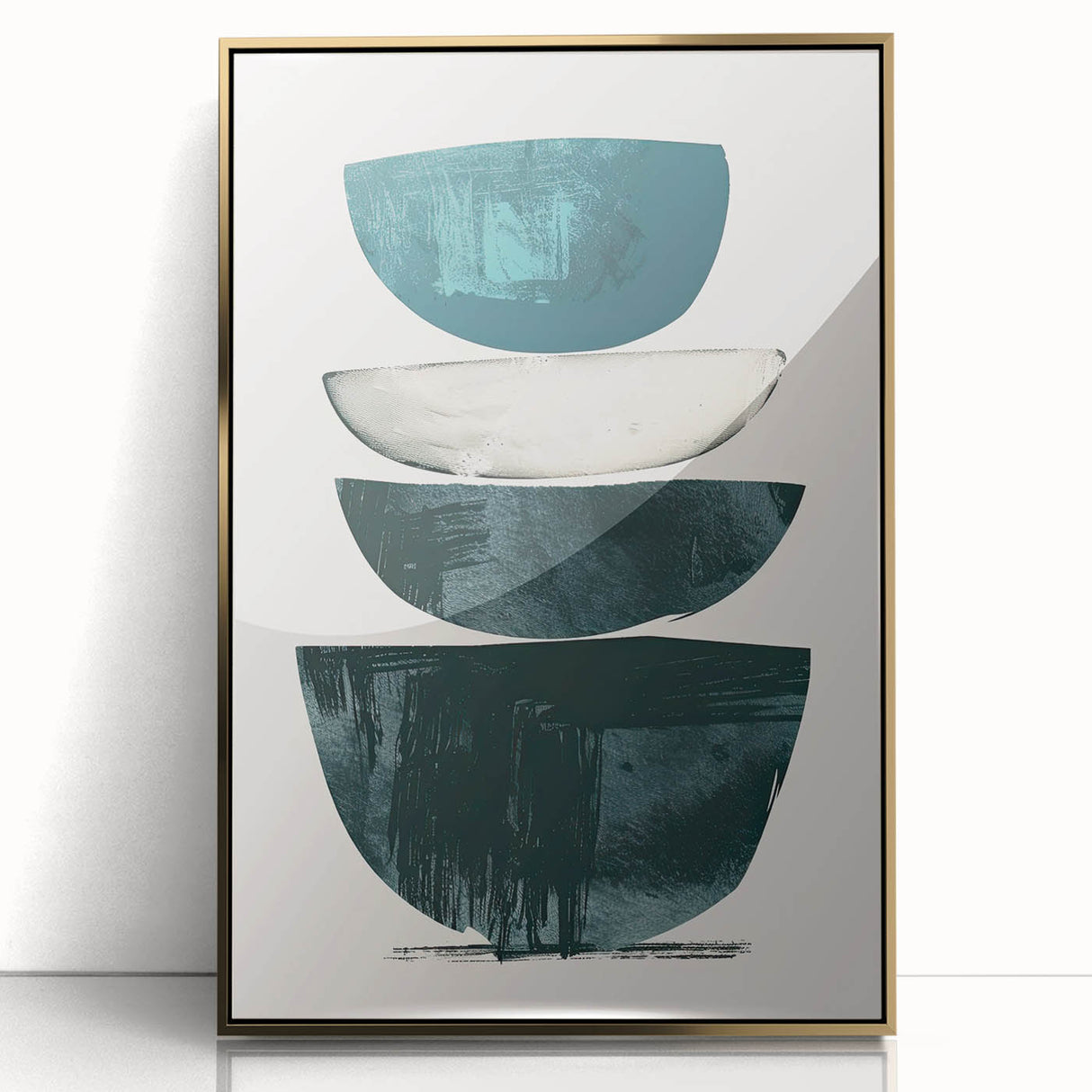 Modern Geometric Wall Decor – Minimalist Abstract Teal & Black Print