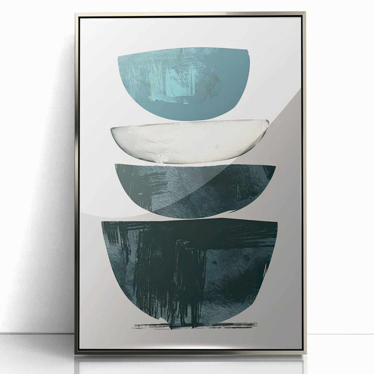 Modern Geometric Wall Decor – Minimalist Abstract Teal & Black Print