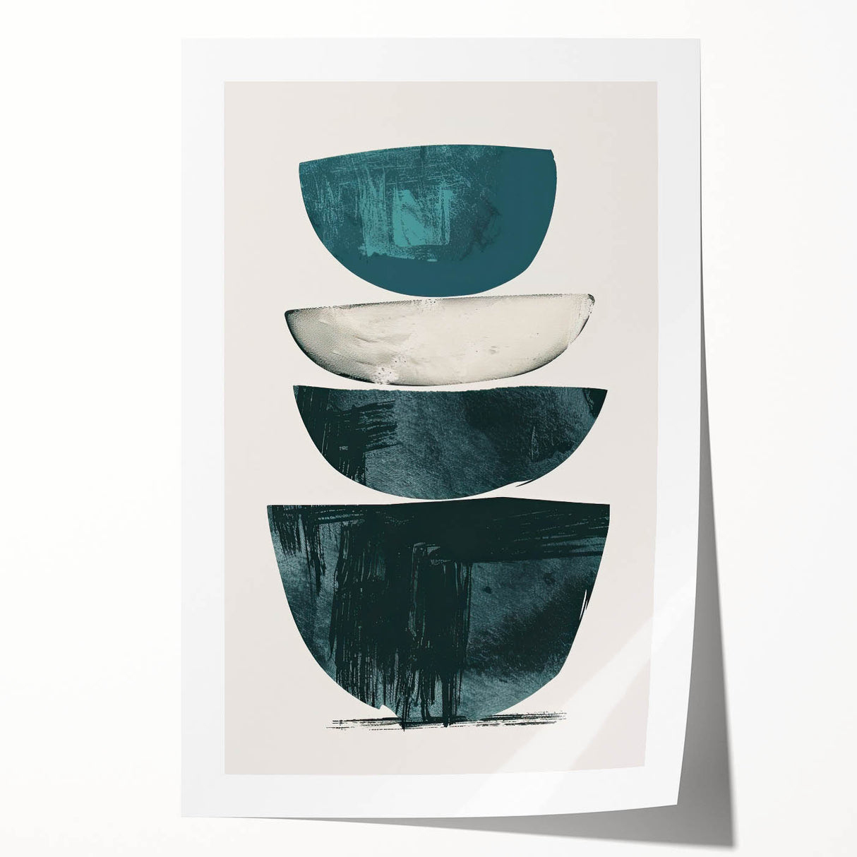 Modern Geometric Wall Decor – Minimalist Abstract Teal & Black Print