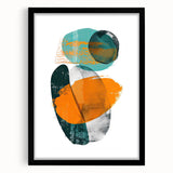 Geometric Minimalist Abstract Wall Art – Orange & Teal Modern Print