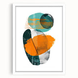 Geometric Minimalist Abstract Wall Art – Orange & Teal Modern Print
