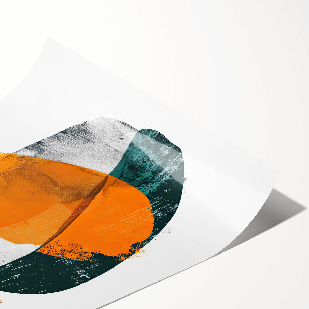 Geometric Minimalist Abstract Wall Art – Orange & Teal Modern Print