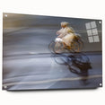 Urban skyline canvas prints – Motion blur cyclist street art