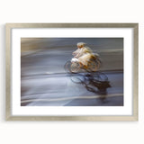 Urban skyline canvas prints – Motion blur cyclist street art